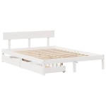 vidaXL Cadru de pat fără saltea, alb, 140x190 cm, lemn masiv de pin