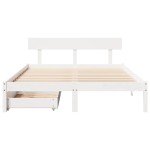 vidaXL Cadru de pat fără saltea, alb, 120x200 cm, lemn masiv pin vidaXL Cadru de pat fără saltea, alb, 120x200 cm, lemn masiv pin