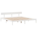 vidaXL Cadru de pat fără saltea, alb, 180x200 cm, lemn masiv pin