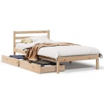 vidaXL Cadru de pat fără saltea, 75x190 cm, lemn masiv de pin