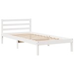 vidaXL Cadru de pat fără saltea, alb, 75x190 cm, lemn masiv de pin