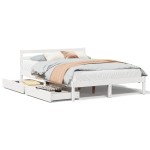 vidaXL Cadru de pat fără saltea, alb, 120x190 cm, lemn masiv pin vidaXL Cadru de pat fără saltea, alb, 120x190 cm, lemn masiv pin