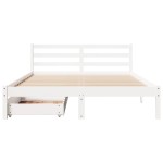 vidaXL Cadru de pat fără saltea, alb, 120x190 cm, lemn masiv pin vidaXL Cadru de pat fără saltea, alb, 120x190 cm, lemn masiv pin