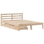 vidaXL Cadru de pat fără saltea, 135x190 cm, lemn masiv de pin