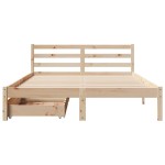 vidaXL Cadru de pat fără saltea, 135x190 cm, lemn masiv de pin