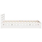 vidaXL Cadru de pat fără saltea, alb, 135x190 cm, lemn masiv de pin vidaXL Cadru de pat fără saltea, alb, 135x190 cm, lemn masiv de pin