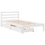vidaXL Cadru de pat fără saltea, alb, 90x200 cm, lemn masiv pin