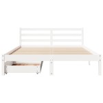 vidaXL Cadru de pat fără saltea, alb, 150x200 cm, lemn masiv pin vidaXL Cadru de pat fără saltea, alb, 150x200 cm, lemn masiv pin