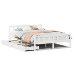 vidaXL Cadru de pat fără saltea, alb, 150x200 cm, lemn masiv pin vidaXL Cadru de pat fără saltea, alb, 150x200 cm, lemn masiv pin