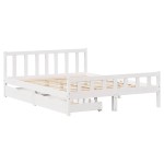 vidaXL Cadru de pat fără saltea, alb, 150x200 cm, lemn masiv pin vidaXL Cadru de pat fără saltea, alb, 150x200 cm, lemn masiv pin