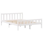 vidaXL Cadru de pat fără saltea, alb, 150x200 cm, lemn masiv pin vidaXL Cadru de pat fără saltea, alb, 150x200 cm, lemn masiv pin