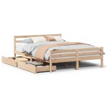 vidaXL Cadru de pat fără saltea, 135x190 cm, lemn masiv de pin vidaXL Cadru de pat fără saltea, 135x190 cm, lemn masiv de pin