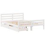 vidaXL Cadru de pat fără saltea, alb, 135x190 cm, lemn masiv de pin vidaXL Cadru de pat fără saltea, alb, 135x190 cm, lemn masiv de pin