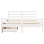 vidaXL Cadru de pat fără saltea, alb, 135x190 cm, lemn masiv de pin vidaXL Cadru de pat fără saltea, alb, 135x190 cm, lemn masiv de pin