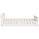 vidaXL Cadru de pat fără saltea, alb, 135x190 cm, lemn masiv de pin vidaXL Cadru de pat fără saltea, alb, 135x190 cm, lemn masiv de pin
