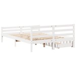 vidaXL Cadru de pat fără saltea, alb, 135x190 cm, lemn masiv de pin vidaXL Cadru de pat fără saltea, alb, 135x190 cm, lemn masiv de pin