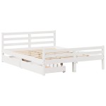 vidaXL Cadru de pat fără saltea, alb, 150x200 cm, lemn masiv pin vidaXL Cadru de pat fără saltea, alb, 150x200 cm, lemn masiv pin