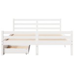 vidaXL Cadru de pat fără saltea, alb, 150x200 cm, lemn masiv pin vidaXL Cadru de pat fără saltea, alb, 150x200 cm, lemn masiv pin