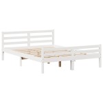 vidaXL Cadru de pat fără saltea, alb, 150x200 cm, lemn masiv pin vidaXL Cadru de pat fără saltea, alb, 150x200 cm, lemn masiv pin