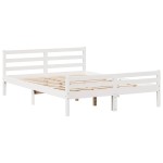 vidaXL Cadru de pat fără saltea, alb, 160x200 cm, lemn masiv pin