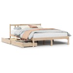 vidaXL Cadru de pat fără saltea, 135x190 cm, lemn masiv de pin