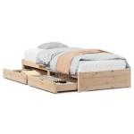 vidaXL Cadru de pat fără saltea, 75x190 cm, lemn masiv de pin