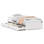 vidaXL Cadru de pat fără saltea, alb, 75x190 cm, lemn masiv de pin