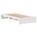vidaXL Cadru de pat fără saltea, alb, 75x190 cm, lemn masiv de pin