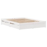 vidaXL Cadru de pat fără saltea, alb, 140x190 cm, lemn masiv de pin