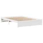 vidaXL Cadru de pat fără saltea, alb, 140x190 cm, lemn masiv de pin