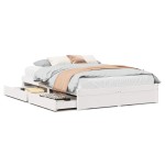 vidaXL Cadru de pat fără saltea, alb, 150x200 cm, lemn masiv pin vidaXL Cadru de pat fără saltea, alb, 150x200 cm, lemn masiv pin