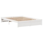 vidaXL Cadru de pat fără saltea, alb, 150x200 cm, lemn masiv pin vidaXL Cadru de pat fără saltea, alb, 150x200 cm, lemn masiv pin