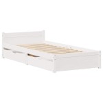 vidaXL Cadru de pat fără saltea, alb, 75x190 cm, lemn masiv de pin