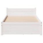 vidaXL Cadru de pat fără saltea, alb, 75x190 cm, lemn masiv de pin