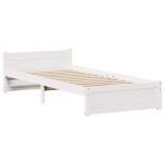 vidaXL Cadru de pat fără saltea, alb, 75x190 cm, lemn masiv de pin
