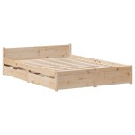 vidaXL Cadru de pat fără saltea, 135x190 cm, lemn masiv de pin