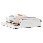 vidaXL Cadru de pat fără saltea, alb, 135x190 cm, lemn masiv de pin
