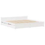 vidaXL Cadru de pat fără saltea, alb, 135x190 cm, lemn masiv de pin