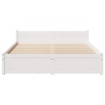vidaXL Cadru de pat fără saltea, alb, 135x190 cm, lemn masiv de pin