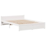 vidaXL Cadru de pat fără saltea, alb, 135x190 cm, lemn masiv de pin