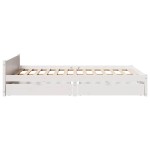 vidaXL Cadru de pat fără saltea, alb, 135x190 cm, lemn masiv de pin