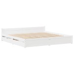 vidaXL Cadru de pat fără saltea, alb, 150x200 cm, lemn masiv pin vidaXL Cadru de pat fără saltea, alb, 150x200 cm, lemn masiv pin