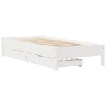 vidaXL Cadru de pat fără saltea, alb, 90x200 cm, lemn masiv pin