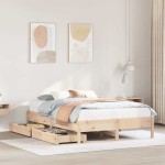 vidaXL Cadru de pat fără saltea, 135x190 cm, lemn masiv de pin vidaXL Cadru de pat fără saltea, 135x190 cm, lemn masiv de pin
