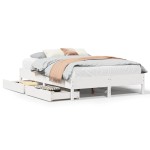 vidaXL Cadru de pat fără saltea, alb, 135x190 cm, lemn masiv de pin vidaXL Cadru de pat fără saltea, alb, 135x190 cm, lemn masiv de pin