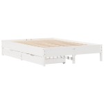 vidaXL Cadru de pat fără saltea, alb, 135x190 cm, lemn masiv de pin vidaXL Cadru de pat fără saltea, alb, 135x190 cm, lemn masiv de pin