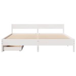 vidaXL Cadru de pat fără saltea, alb, 160x200 cm, lemn masiv pin