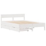 vidaXL Cadru de pat fără saltea, alb, 150x200 cm, lemn masiv pin vidaXL Cadru de pat fără saltea, alb, 150x200 cm, lemn masiv pin