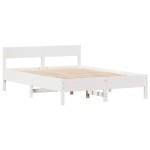 vidaXL Cadru de pat fără saltea, alb, 150x200 cm, lemn masiv pin vidaXL Cadru de pat fără saltea, alb, 150x200 cm, lemn masiv pin