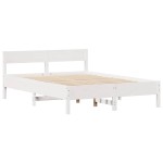 vidaXL Cadru de pat fără saltea, alb, 140x200 cm, lemn masiv pin vidaXL Cadru de pat fără saltea, alb, 140x200 cm, lemn masiv pin